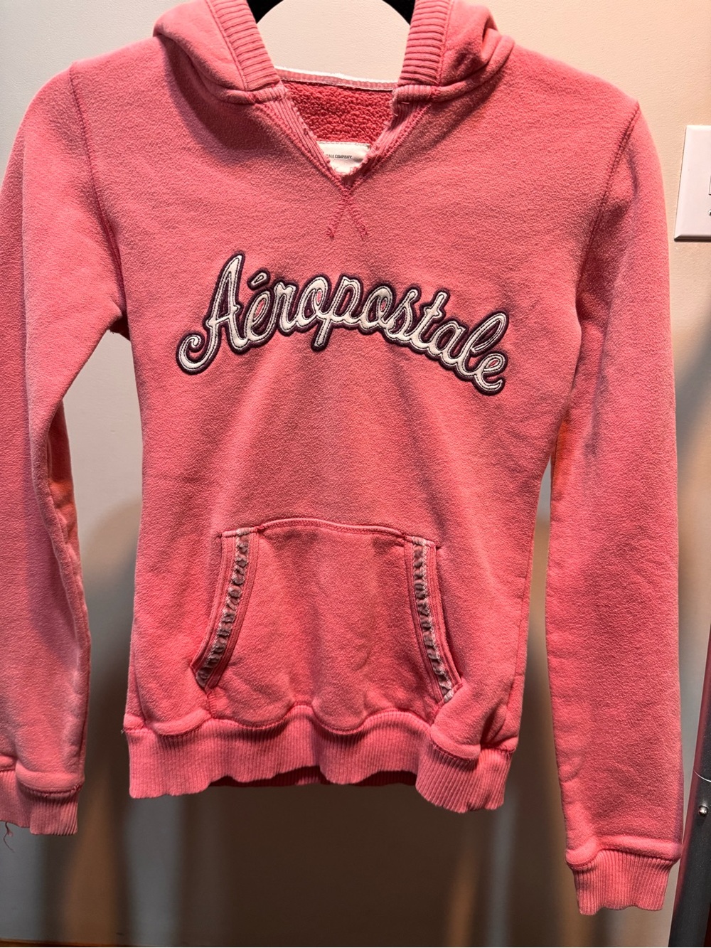 Aeropostale Coral Pink Hooded Fleece Pullover